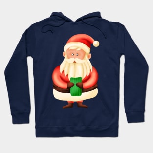 Cute cartoon santa claus mascot brings christmas gift Hoodie